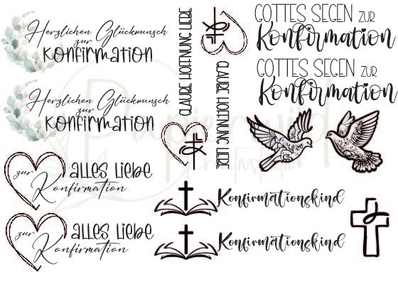Wasserschiebefolie Kerzenfolie Kommunion / Konfirmation 2 - Din A5