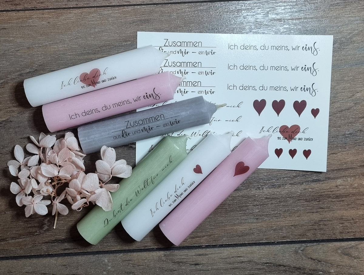 Wasserschiebefolie Kerzenfolie Liebe Hochzeit Valentinstag - schwarz oder weiß - Din A6