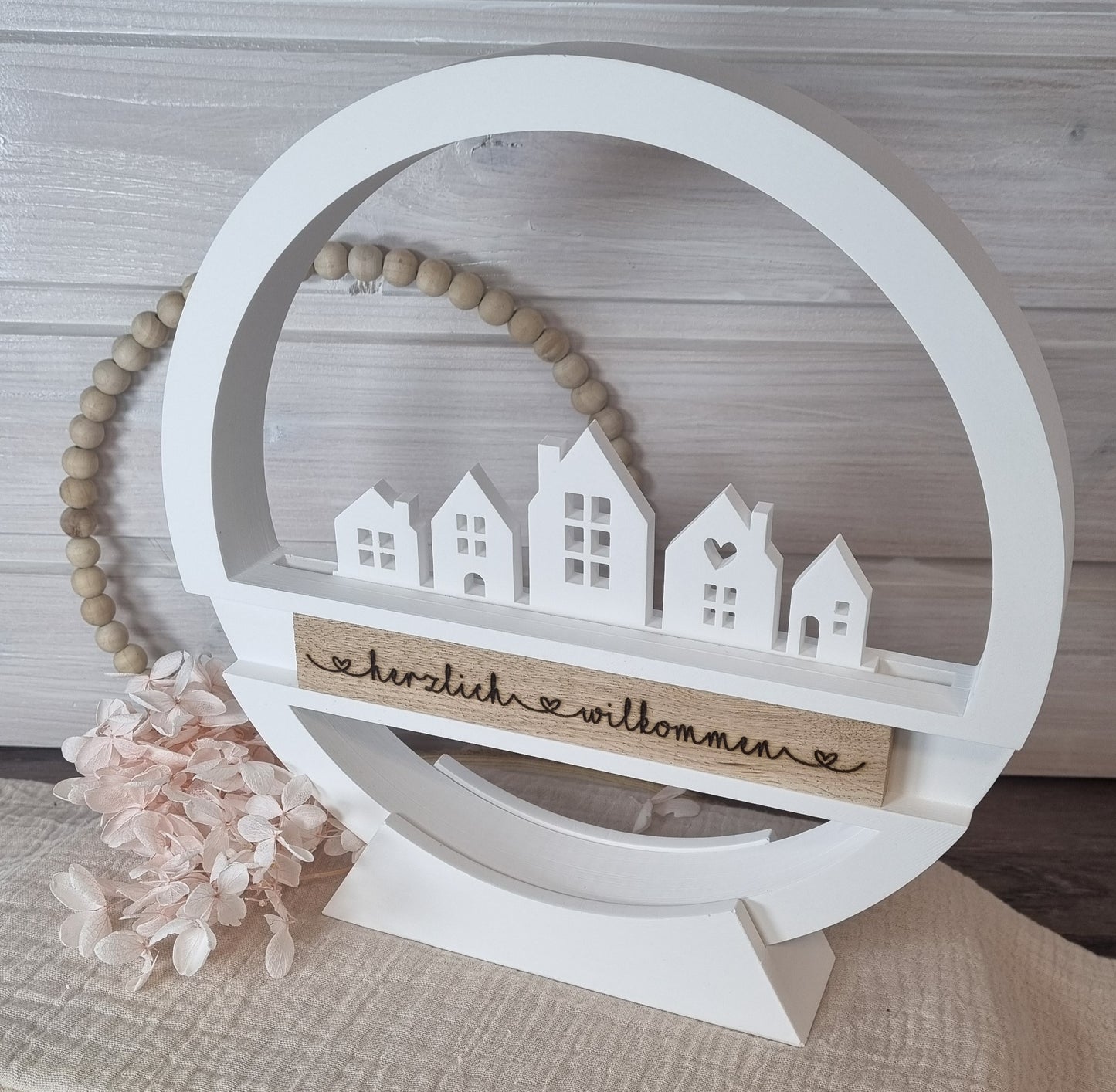 Klötzchen mit Gravur "Herzlich Willkommen"