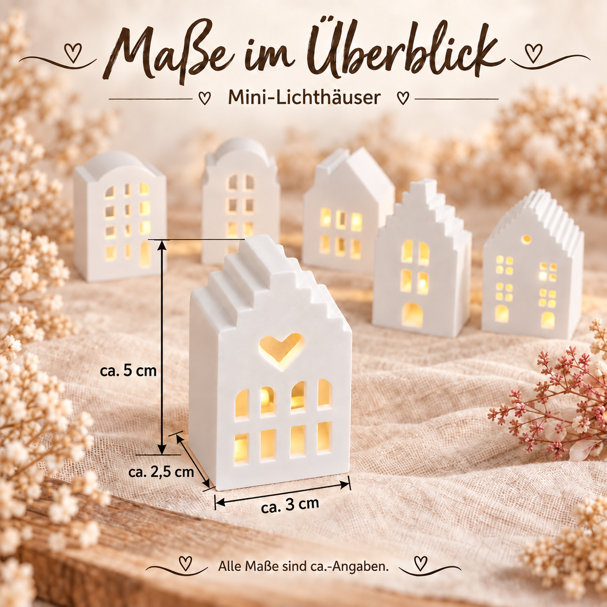 Mini-Lichthäuser aus Keramikgießmasse – einzeln & als 6er-Set