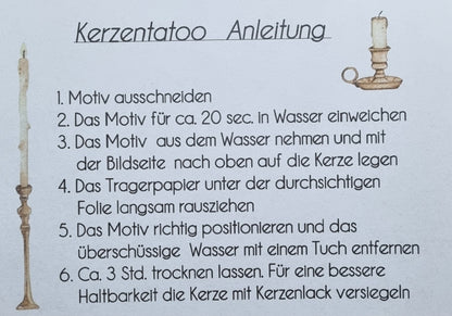 Kerzenfolie Taufe 1 personalisiert | Taufkerze Tischdekoration Gastgeschenk Bombonniere | Wasserschiebefolie | Din A5 | Kerzensticker