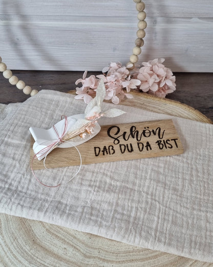 Gastgeschenk Tischdeko zur Kommunion Konfirmation Taufe | Platzkarte aus Xyrarock Keraflott Raysin BTong Holz mit Lasergravur