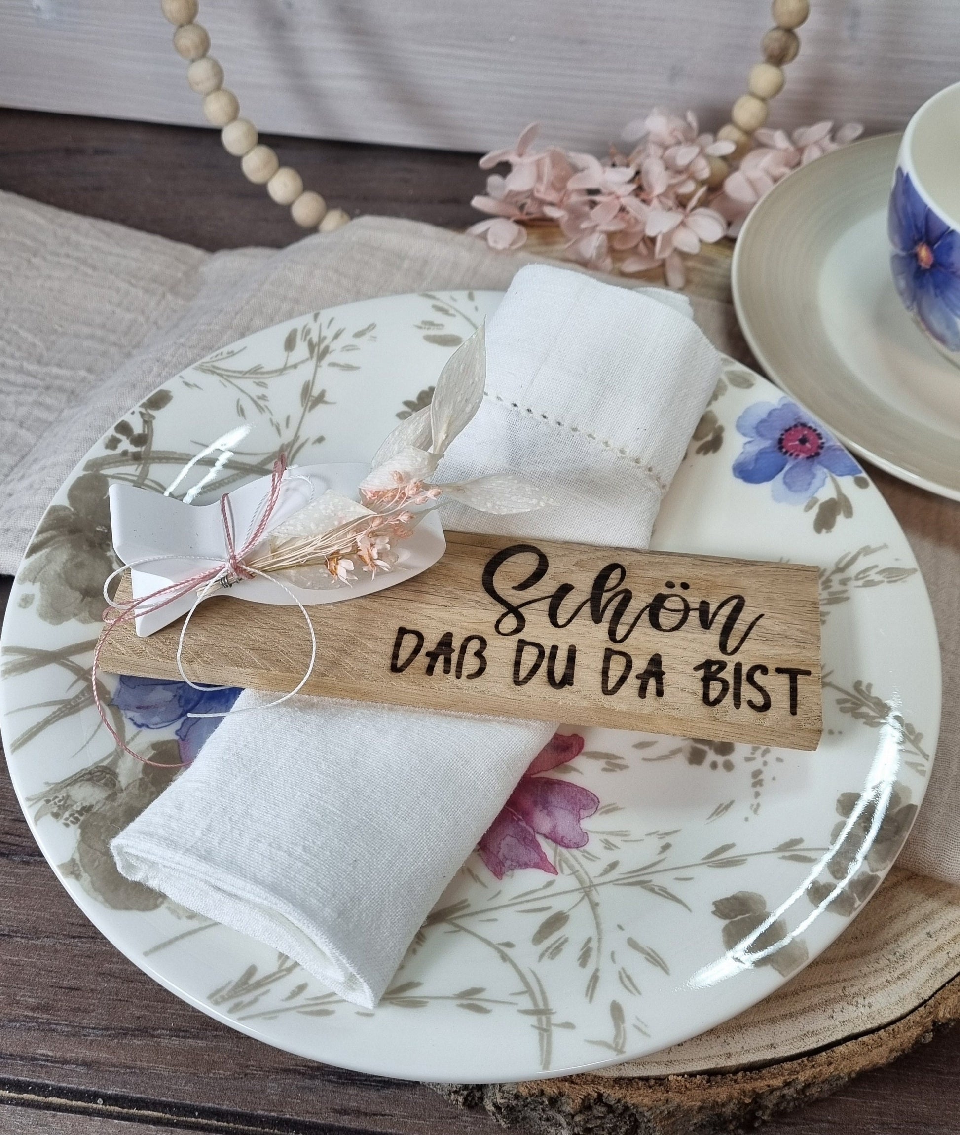 Gastgeschenk Tischdeko zur Kommunion Konfirmation Taufe | Platzkarte aus Xyrarock Keraflott Raysin BTong Holz mit Lasergravur