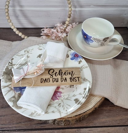 Gastgeschenk Tischdeko zur Kommunion Konfirmation Taufe | Platzkarte aus Xyrarock Keraflott Raysin BTong Holz mit Lasergravur