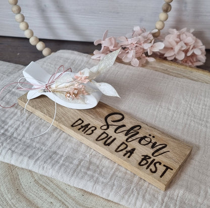 Gastgeschenk Tischdeko zur Kommunion Konfirmation Taufe | Platzkarte aus Xyrarock Keraflott Raysin BTong Holz mit Lasergravur