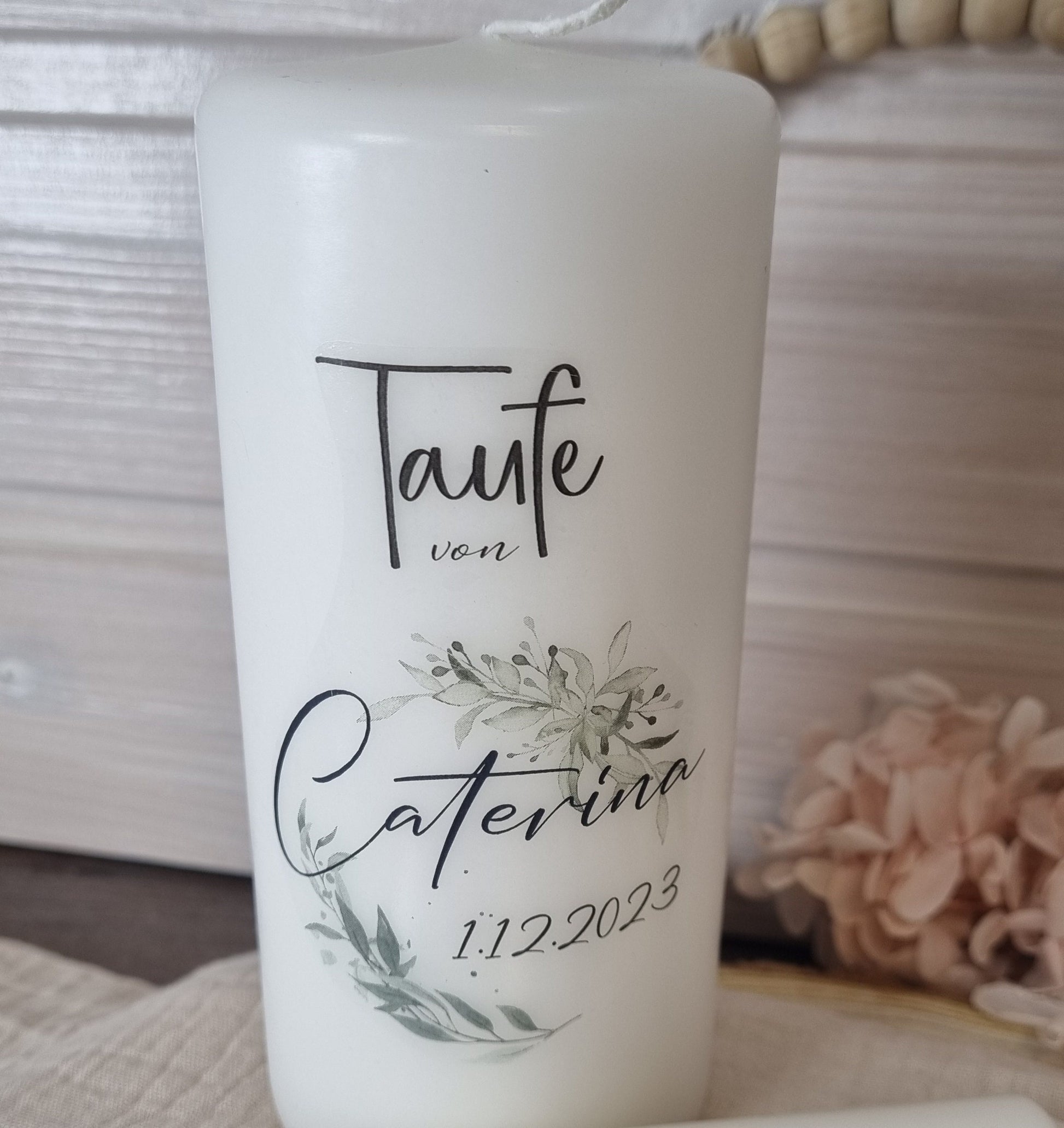 Kerzenfolie Taufe 1 personalisiert | Taufkerze Tischdekoration Gastgeschenk Bombonniere | Wasserschiebefolie | Din A5 | Kerzensticker