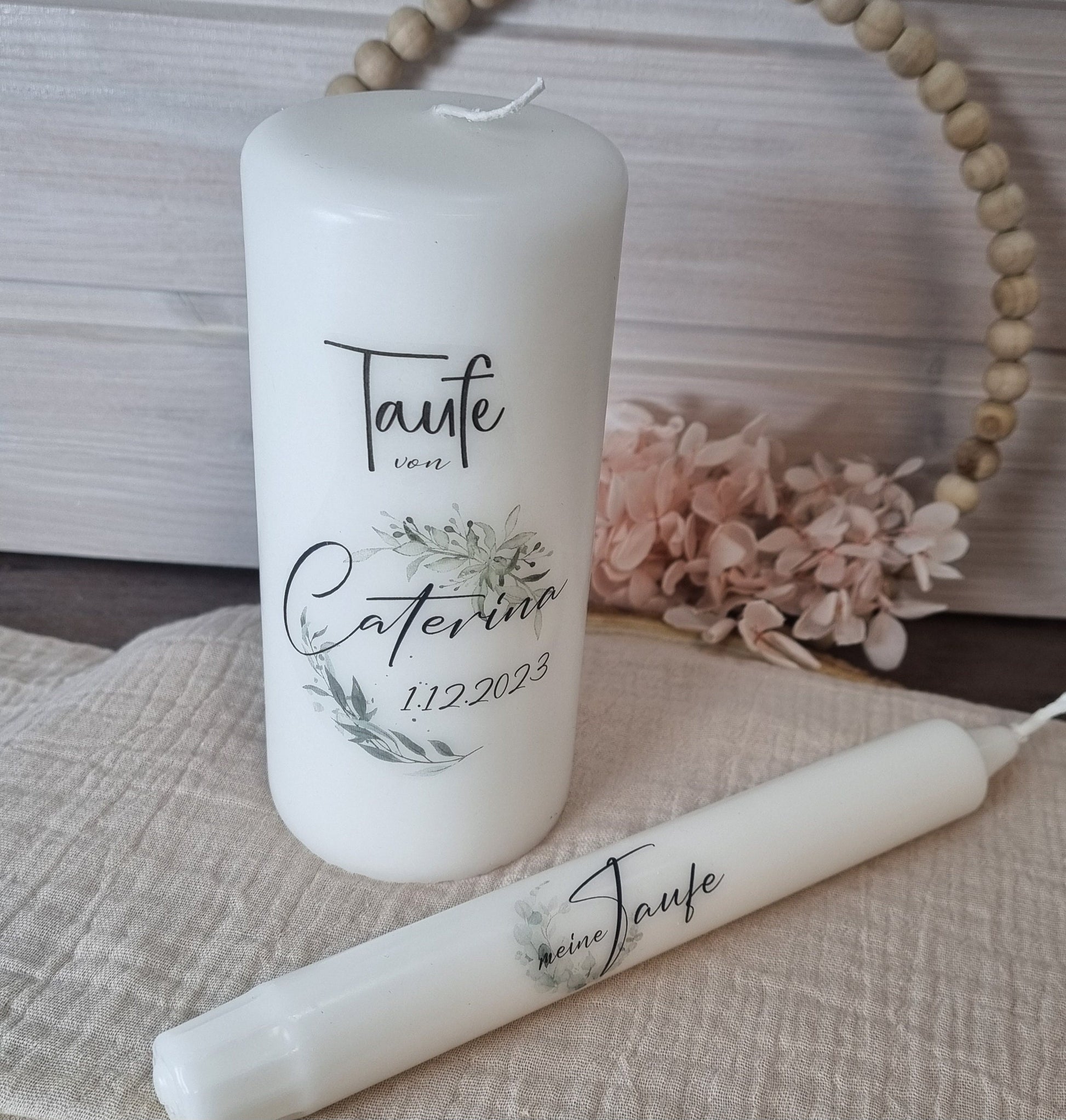 Kerzenfolie Taufe 1 personalisiert | Taufkerze Tischdekoration Gastgeschenk Bombonniere | Wasserschiebefolie | Din A5 | Kerzensticker