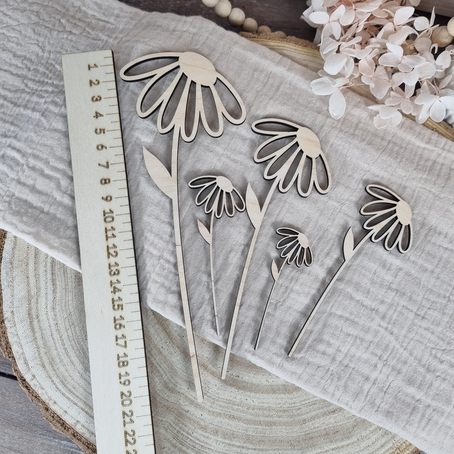 Wildblumen 1 Holzblumen in verschiedenen Größen | Lasercut | Blumenstrauß aus Birkenholz