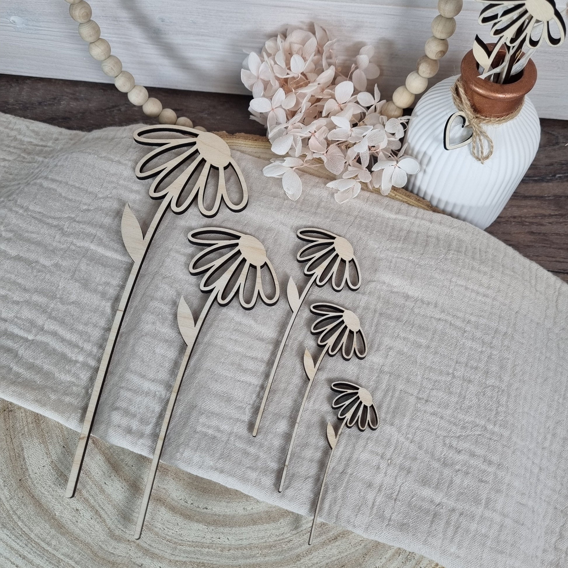 Wildblumen 1 Holzblumen in verschiedenen Größen | Lasercut | Blumenstrauß aus Birkenholz