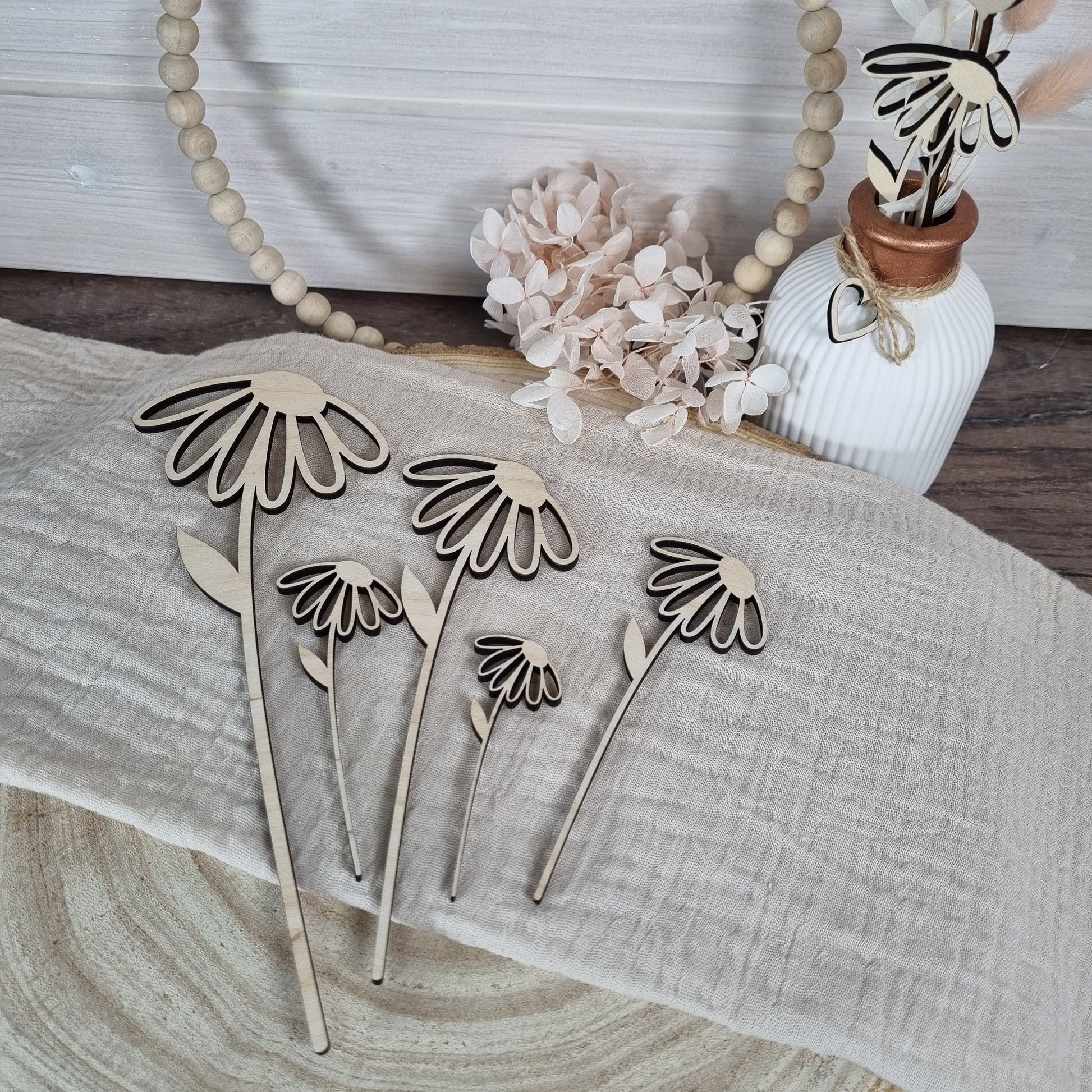 Wildblumen 1 Holzblumen in verschiedenen Größen | Lasercut | Blumenstrauß aus Birkenholz