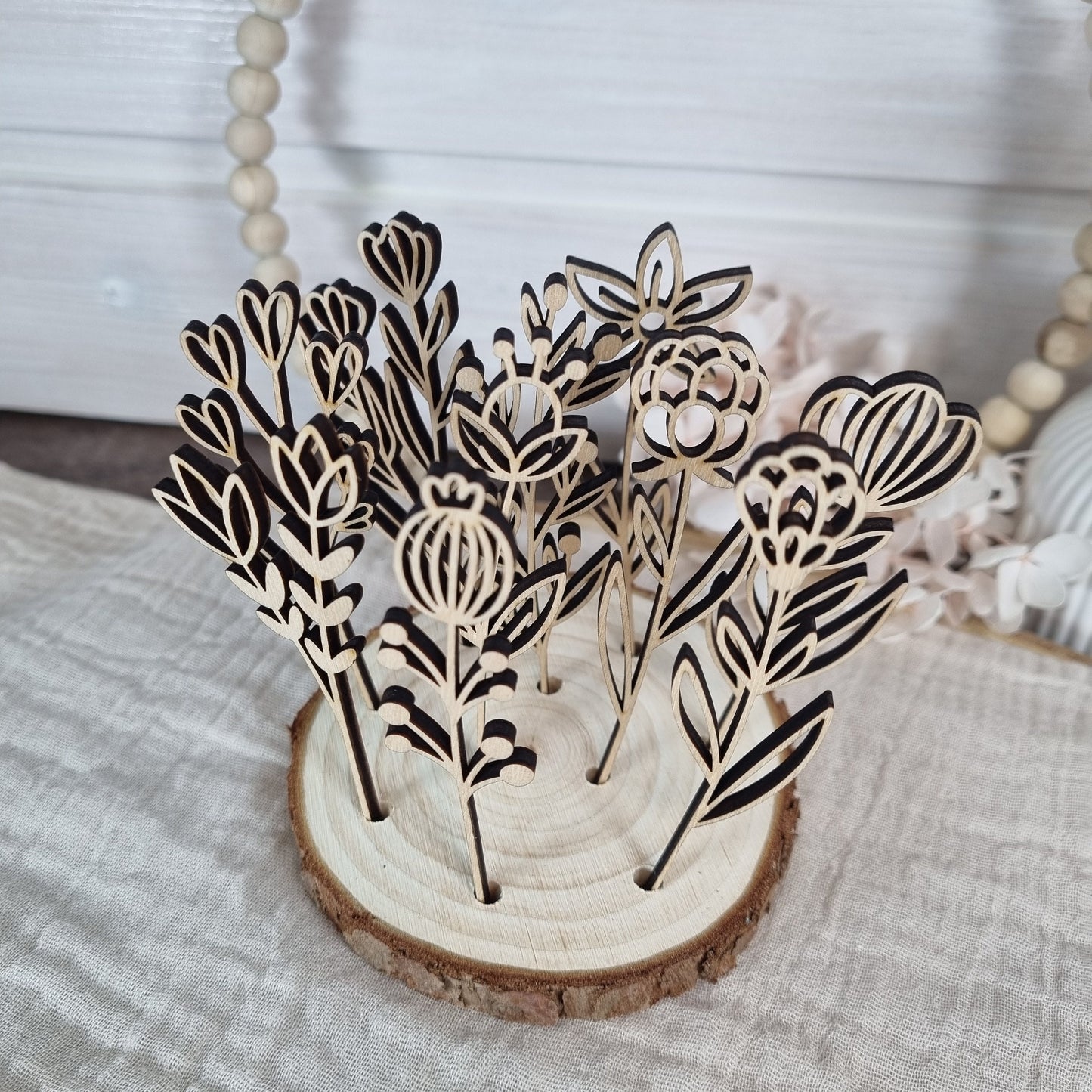 Wildblumen 2 Holzblumen Wiesenblumen | Lasercut | Blumenstrauß aus Birkenholz | Holzschnitt