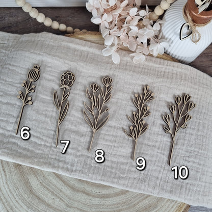 Wildblumen 2 Holzblumen Wiesenblumen | Lasercut | Blumenstrauß aus Birkenholz | Holzschnitt