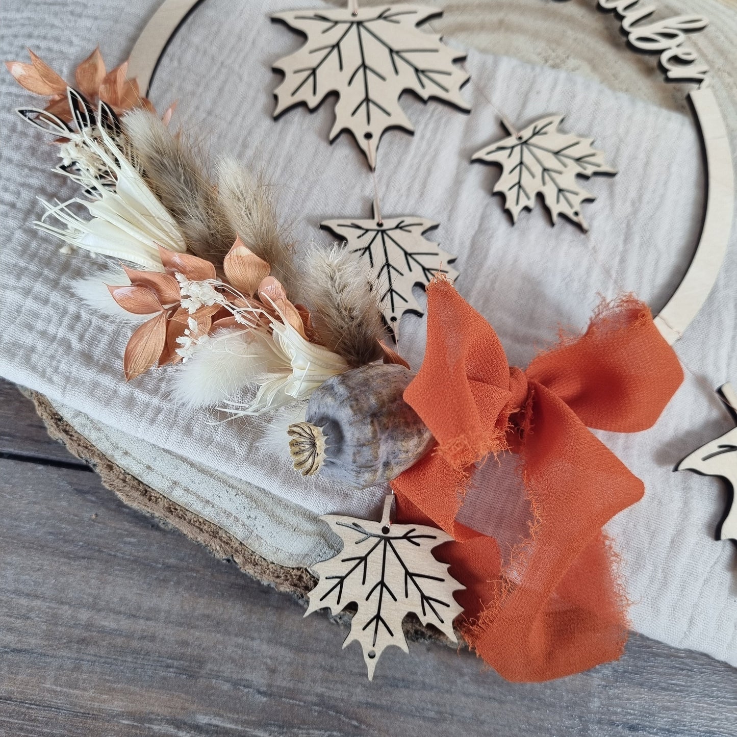 Dekorativer Türkranz "Herbstzauber" | Herbstkranz mit Trockenblumen | herbstlicher Dekokranz | Loop Herbst | Fensterdekoration