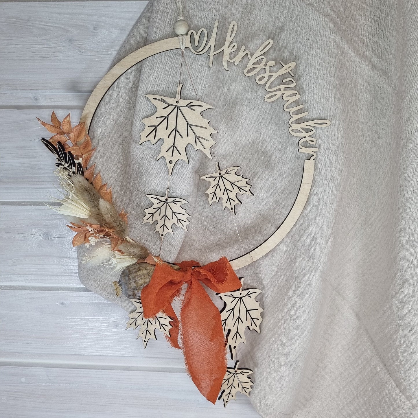 Dekorativer Türkranz "Herbstzauber" | Herbstkranz mit Trockenblumen | herbstlicher Dekokranz | Loop Herbst | Fensterdekoration