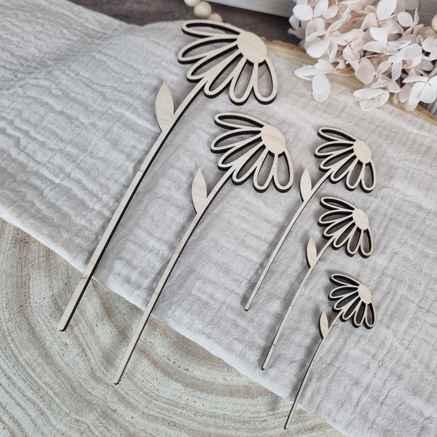 Wildblumen 1 Holzblumen in verschiedenen Größen | Lasercut | Blumenstrauß aus Birkenholz