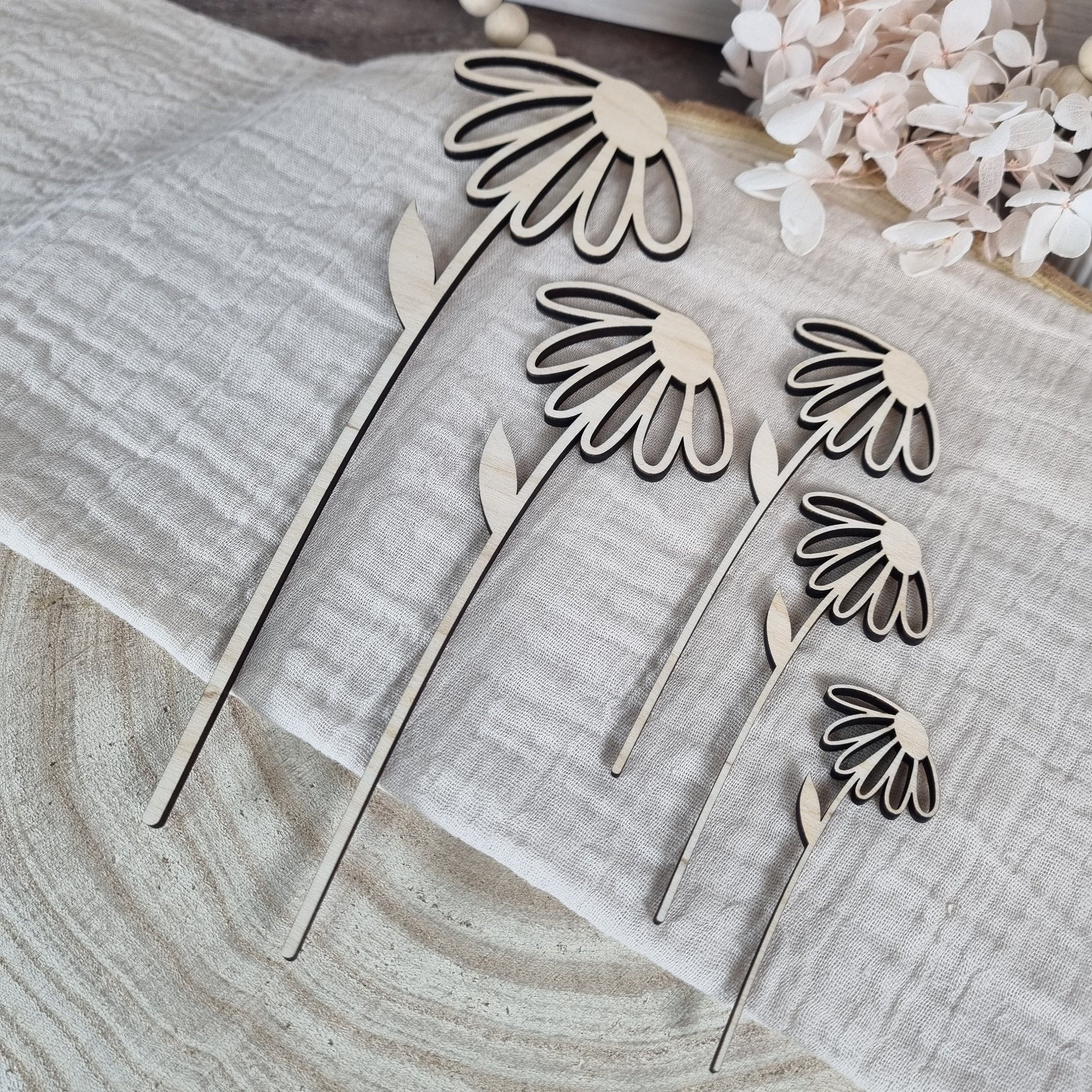Wildblumen 1 Holzblumen in verschiedenen Größen | Lasercut | Blumenstrauß aus Birkenholz