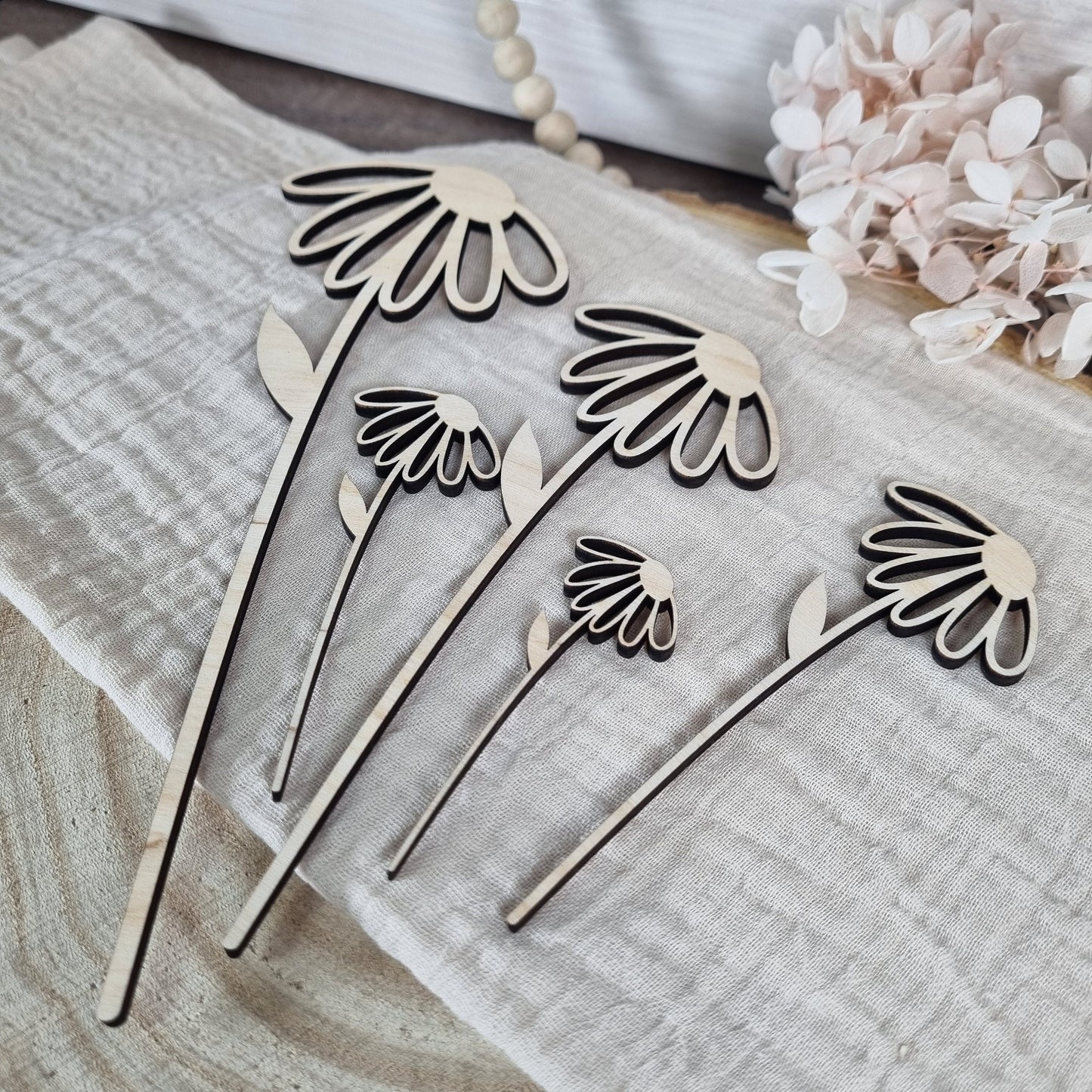 Wildblumen 1 Holzblumen in verschiedenen Größen | Lasercut | Blumenstrauß aus Birkenholz