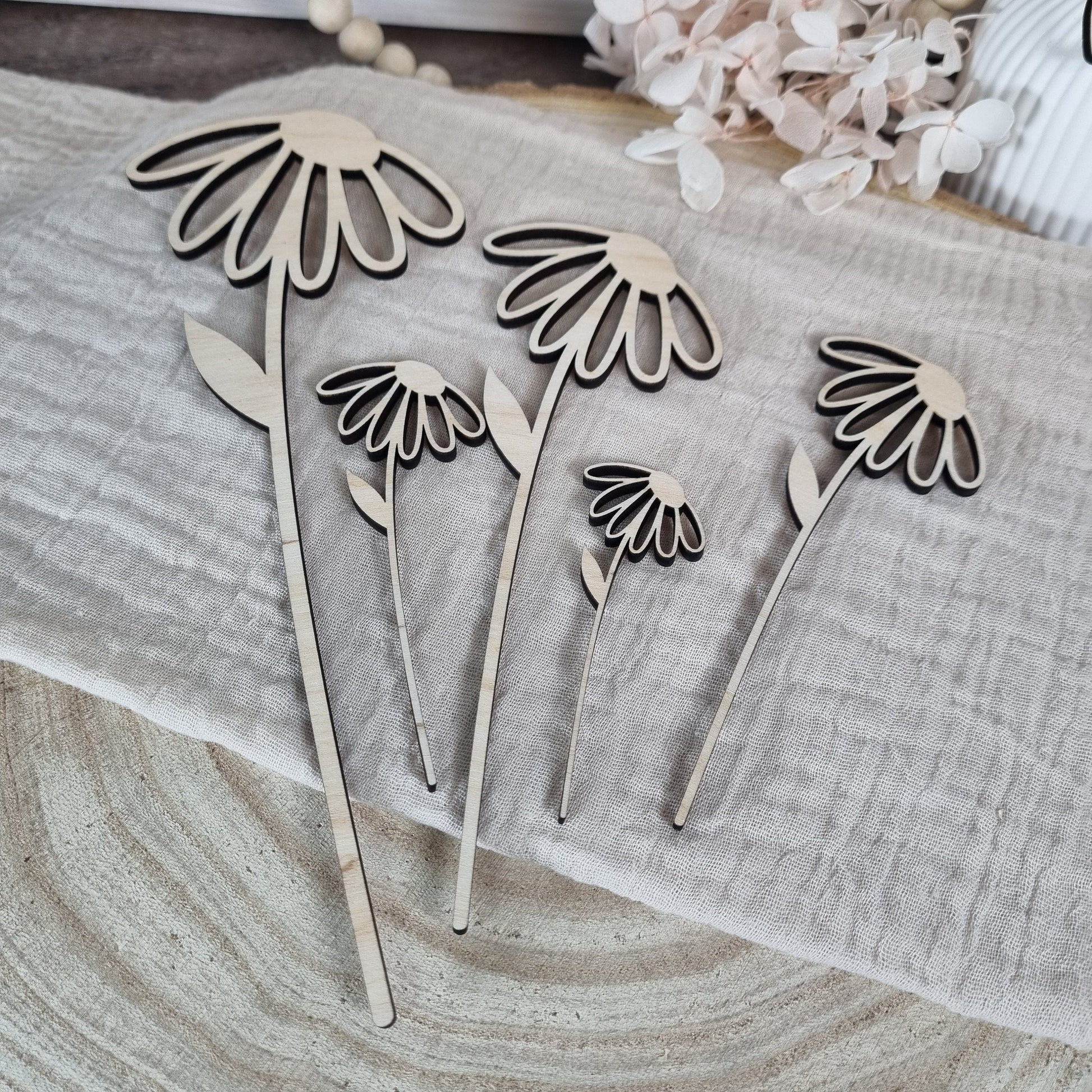 Wildblumen 1 Holzblumen in verschiedenen Größen | Lasercut | Blumenstrauß aus Birkenholz