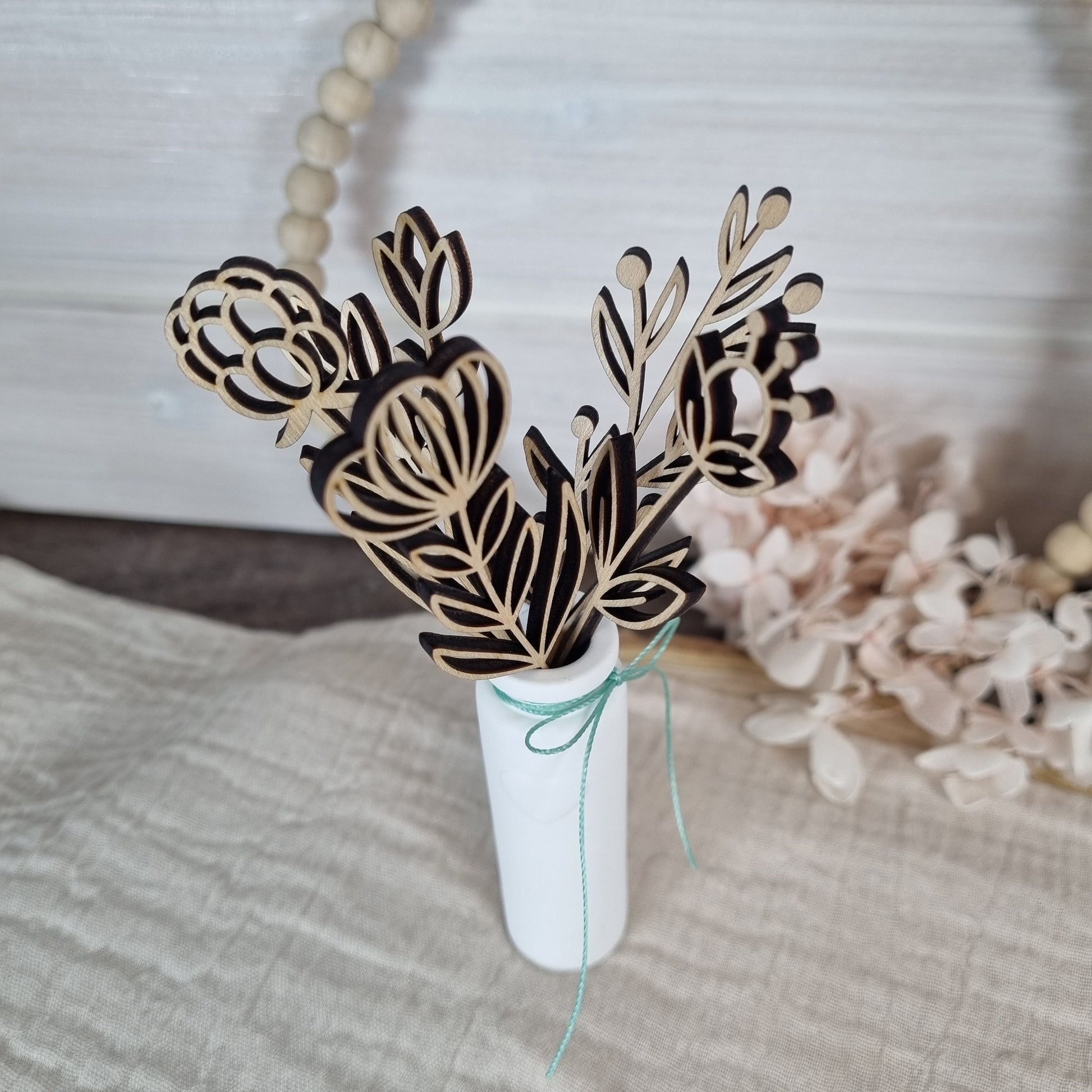 Wildblumen 2 Holzblumen Wiesenblumen | Lasercut | Blumenstrauß aus Birkenholz | Holzschnitt