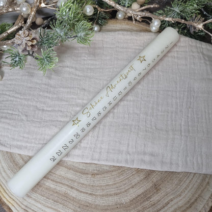 Adventskalenderkerze gold-elfenbein lang 25cm | Adventskerze goldene Schrift | Geschenk Advent