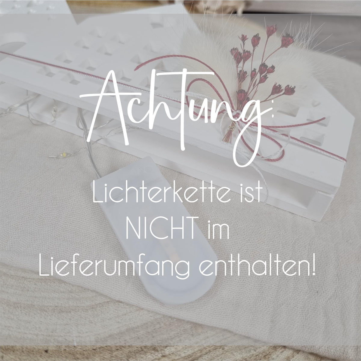 Dekostern aus Gießkeramik, weiß, 13 cm – optional mit Trockenblumen und Glöckchen, Weihnachtsdeko für LED-Lichterkette
