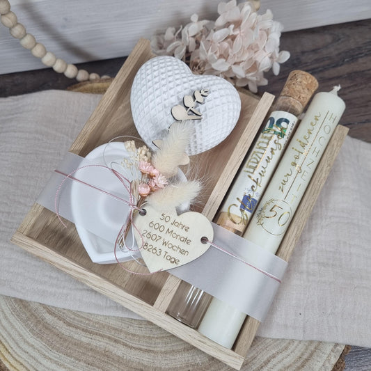 Kerzenset Geschenk zur goldenen Hochzeit | Geschenkset | Kerzenbox | Geldgeschenk