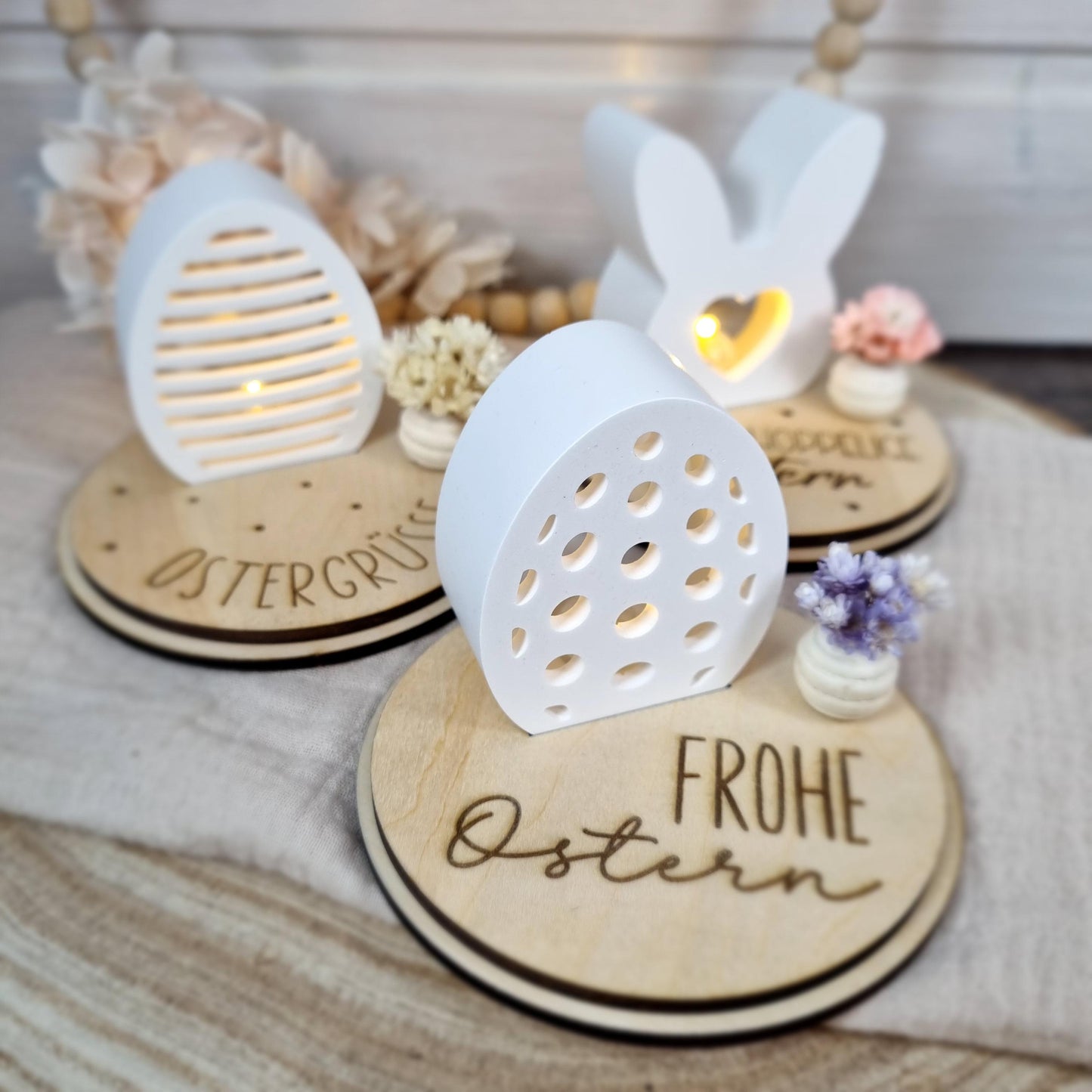 Osterdeko Ostergrüße Ostereier mit Punkten | für Ballonlichter geeignet | beleuchtbar | Mitbringsel | Ostergeschenk | Lichtbox Lichthaus
