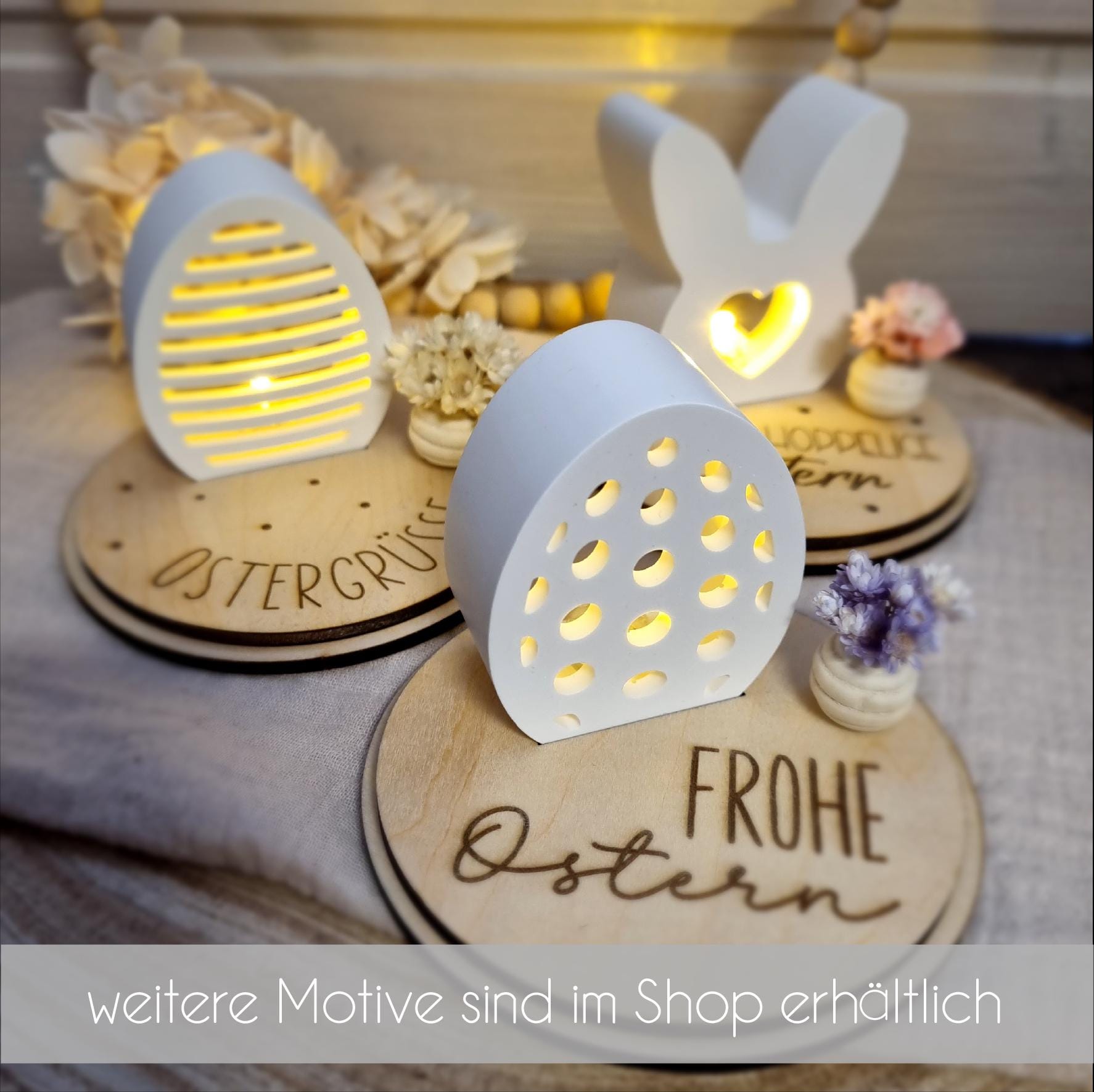 Osterdeko Ostergrüße Ostereier mit Punkten | für Ballonlichter geeignet | beleuchtbar | Mitbringsel | Ostergeschenk | Lichtbox Lichthaus