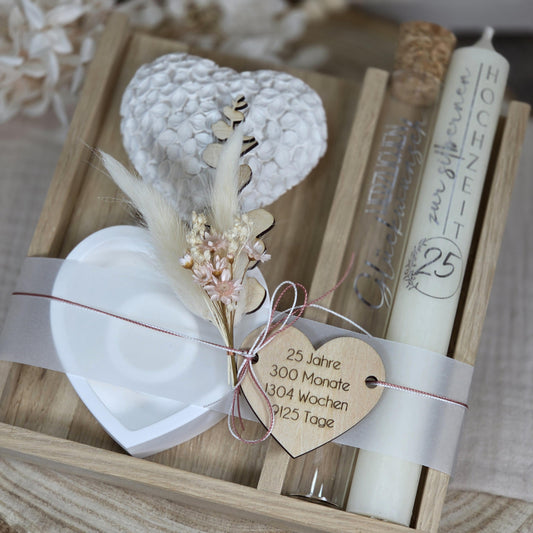 Kerzenset Geschenk zur Silberhochzeit | Geschenkset | Kerzenbox | Geldgeschenk