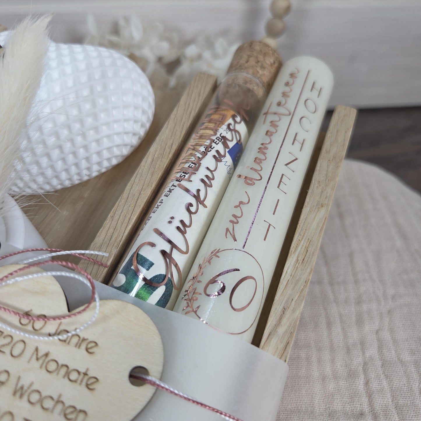 Kerzenset Geschenk zur diamantenen Hochzeit| Geschenkset | Kerzenbox | Geldgeschenk | Diamanthochzeit | 60 Jahre Jubiläum personalisierbar
