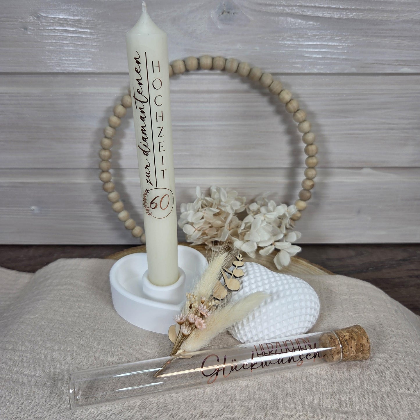 Kerzenset Geschenk zur diamantenen Hochzeit| Geschenkset | Kerzenbox | Geldgeschenk | Diamanthochzeit | 60 Jahre Jubiläum personalisierbar