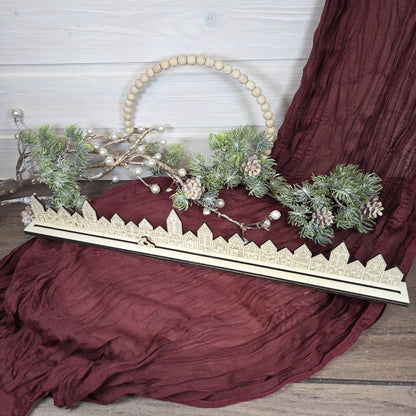 Ewiger Adventskalender aus Holz | Weihnachtscountdown | gravierte Adventskalenderleiste | Countdown Weihnachten 1-24 | Bilderleiste Advent