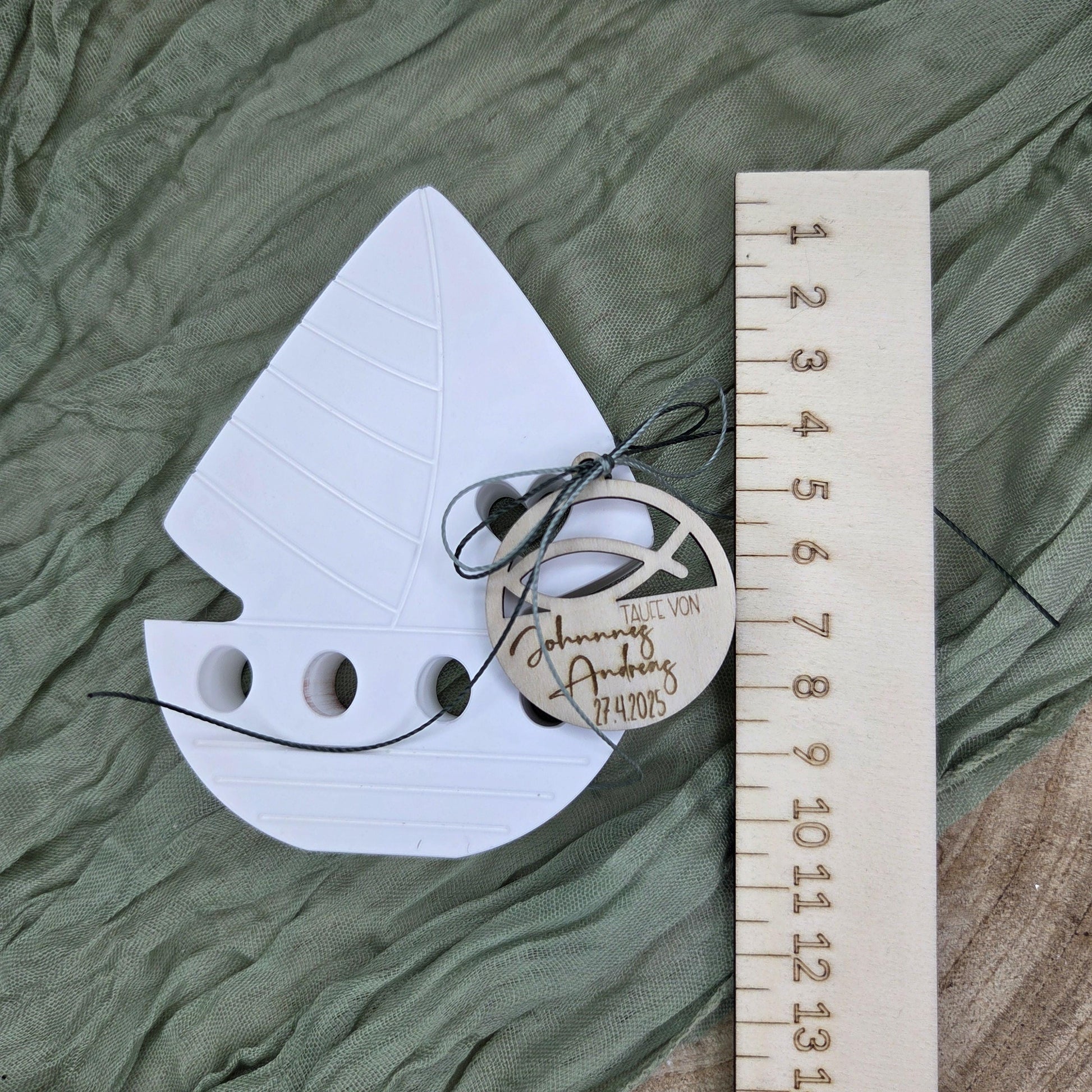 Personalisiertes Geldgeschenk Boot zu Taufe Kommunion Konfirmation Firmung | Tischdekoration