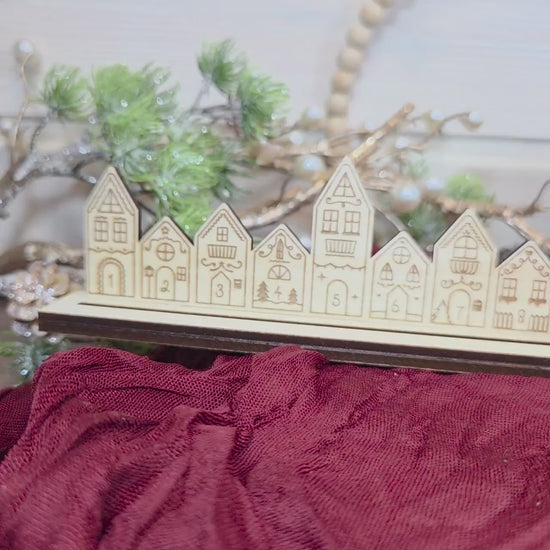 Ewiger Adventskalender aus Holz | Weihnachtscountdown | gravierte Adventskalenderleiste | Countdown Weihnachten 1-24 | Bilderleiste Advent