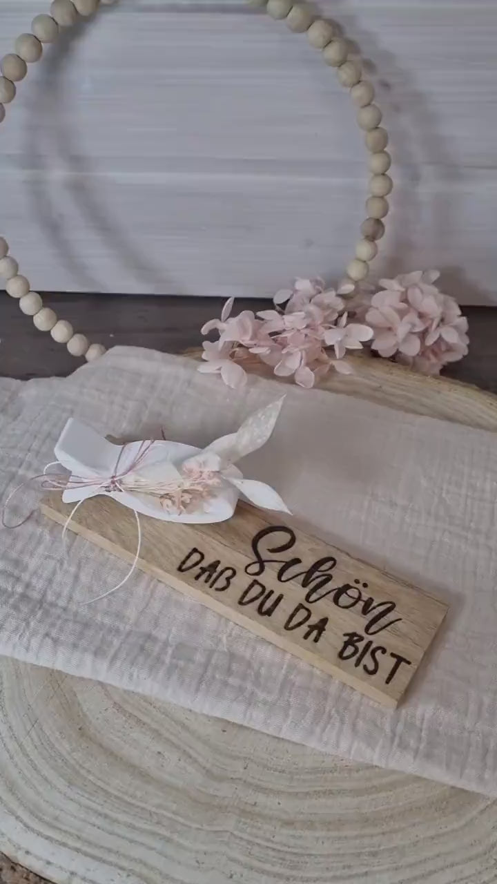 Gastgeschenk Tischdeko zur Kommunion Konfirmation Taufe | Platzkarte aus Xyrarock Keraflott Raysin BTong Holz mit Lasergravur