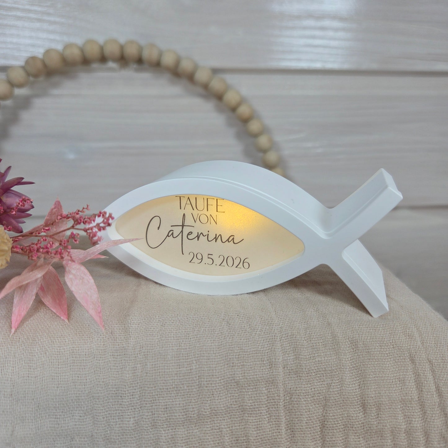 Fisch 2 zu Kommunion Konfirmation Taufe Firmung - personalisierbar mit Name und Datum