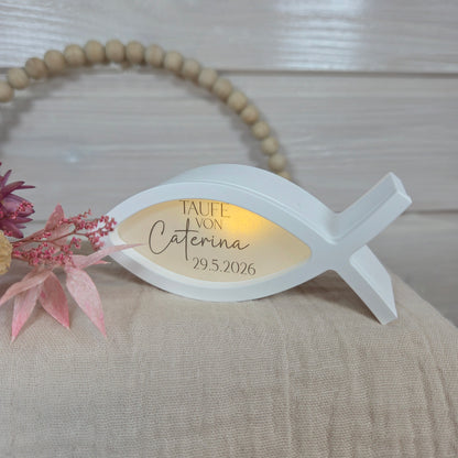 Fisch 2 zu Kommunion Konfirmation Taufe Firmung - personalisierbar mit Name und Datum